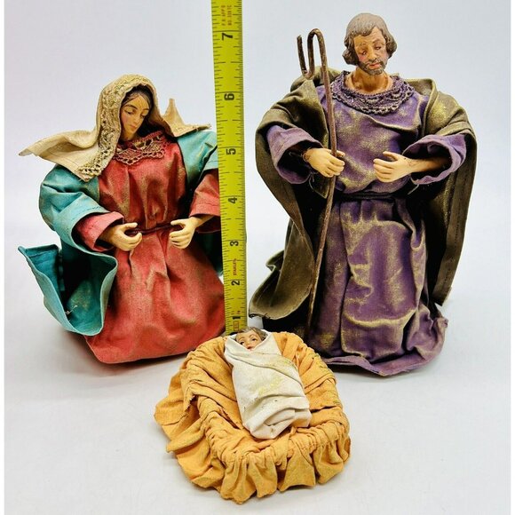 Fabric Mache Nativity Holy Family Baby Jesus Mary Joseph Home for the Holidays - Picture 13 of 16